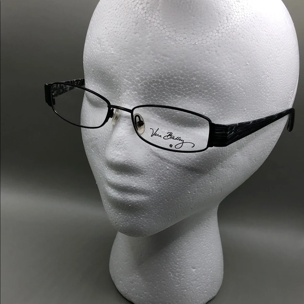 Vera Bradley Meghan Barcelona Elongated Rectangular Glasses 52-17-140 Black NEW